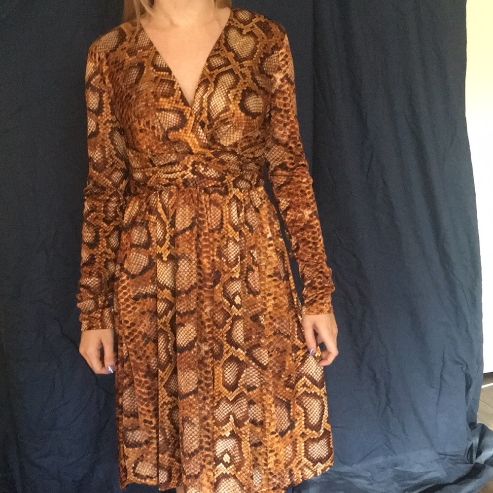Brown snake print dress